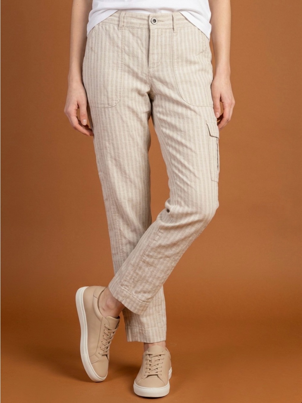 Anthropology Hei Hei Women’s Lightweight Red Stripe Cargo Pants size 0 petite